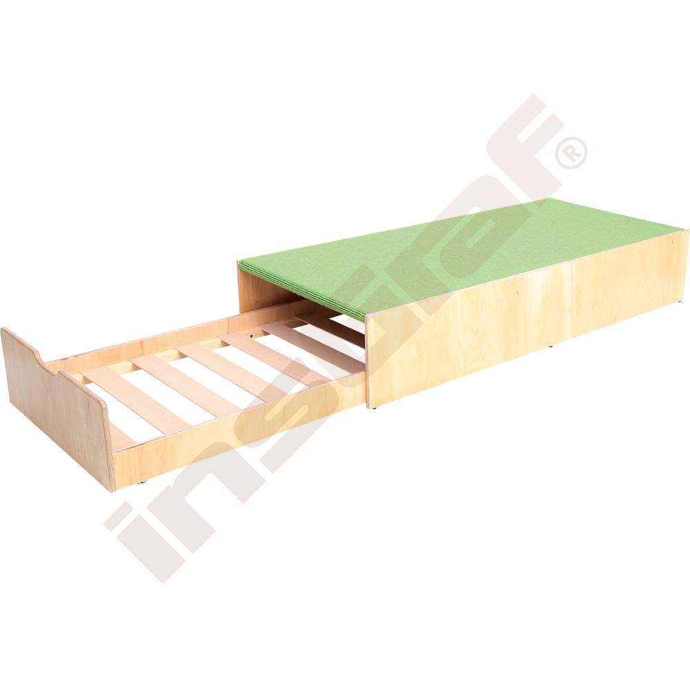 Pódium s výsuvnou postieľkou, výška 30 cm - bledozelené