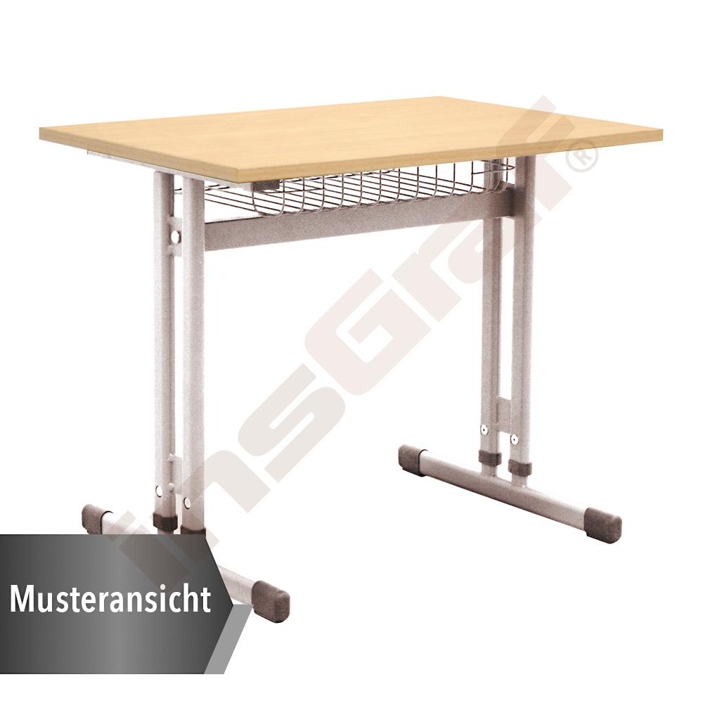 
Schüler-Kufentisch IN-R, Einer, hvstb. 3-7, TH 59-82 cm, rechtwinklige Ecken, Beine alufarben - weiß
