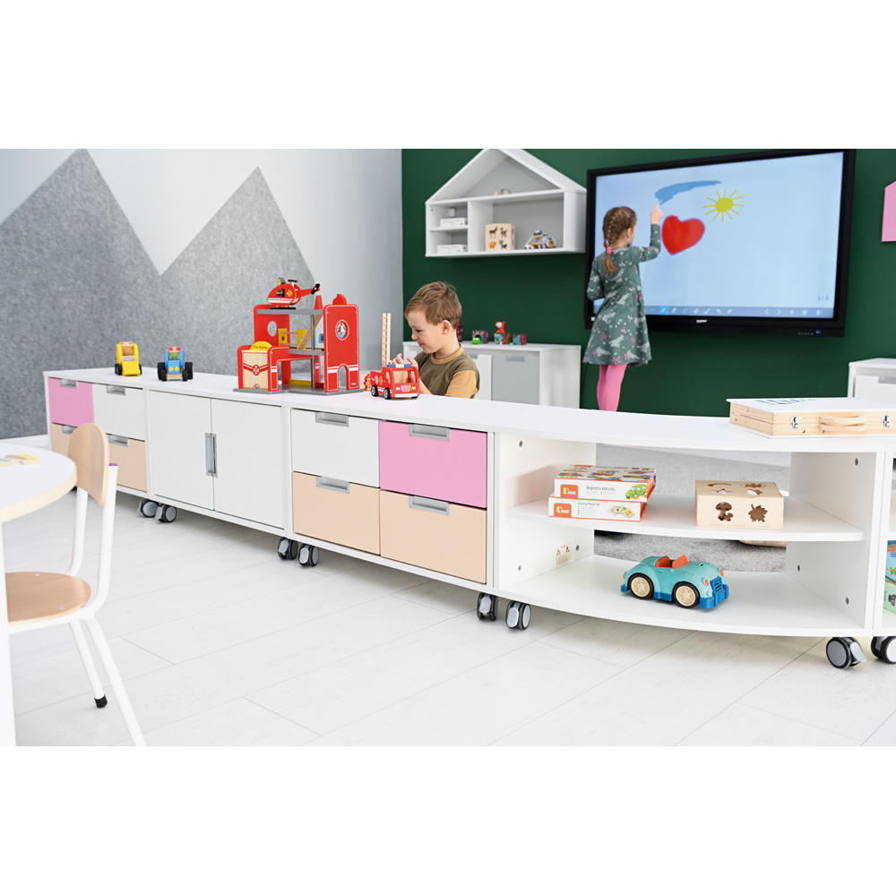 Quadro - S skriňa so 4 zásuvkami na kolieskach, biela