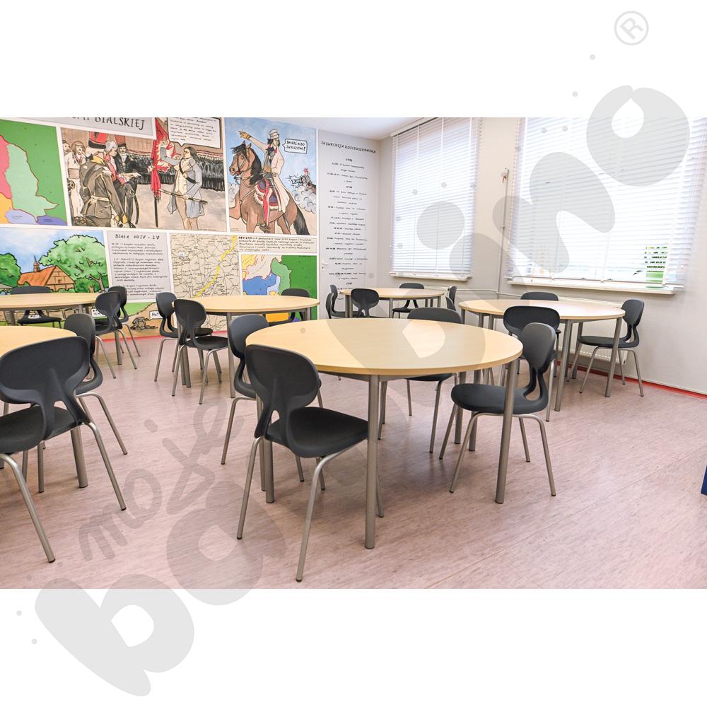 Stół Mila półokrągły 140x70, blat brzoza, narożniki proste, rozm. 6