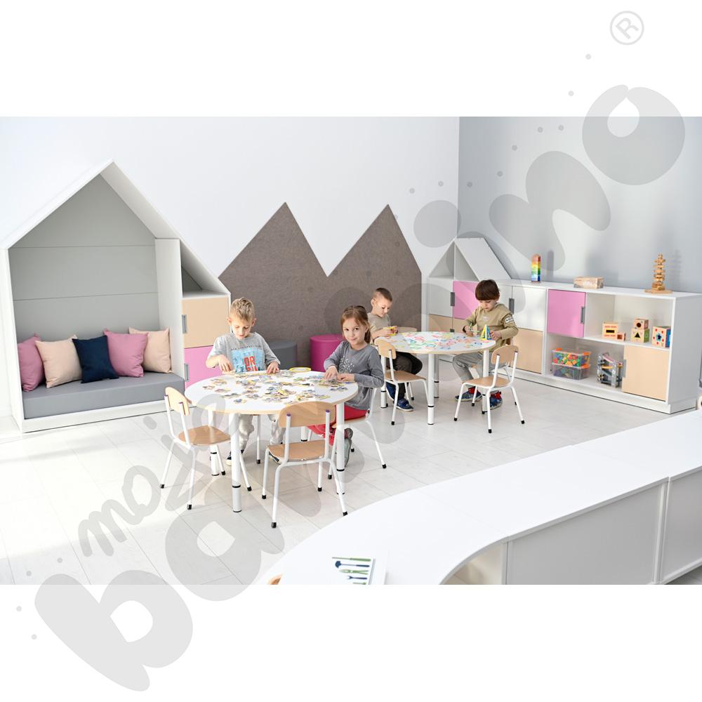 Blat Quadro biały okrągły, beżowe obrzeże