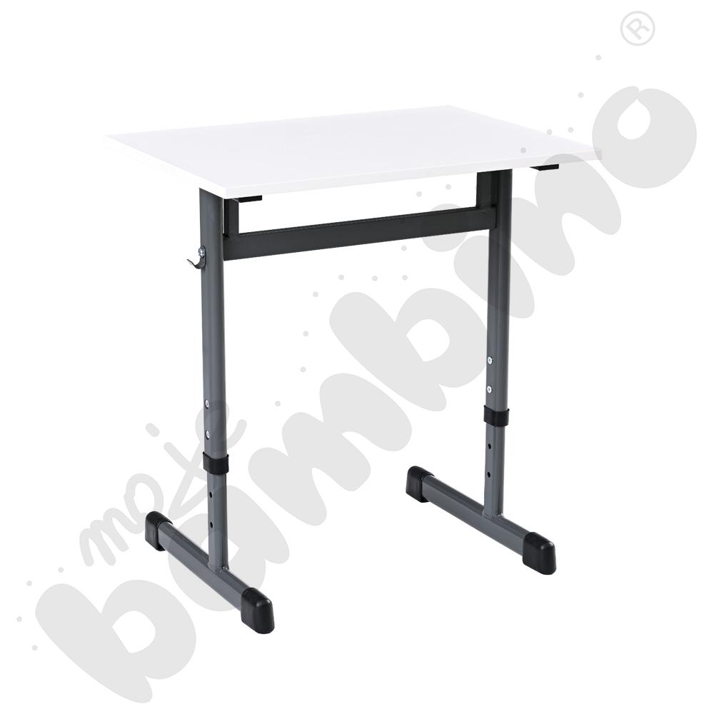 Stół IN-T 70x50 rozm. 3-7, 1-os., stelaż antracytowy, blat biały, obrzeże ABS, narożniki proste
