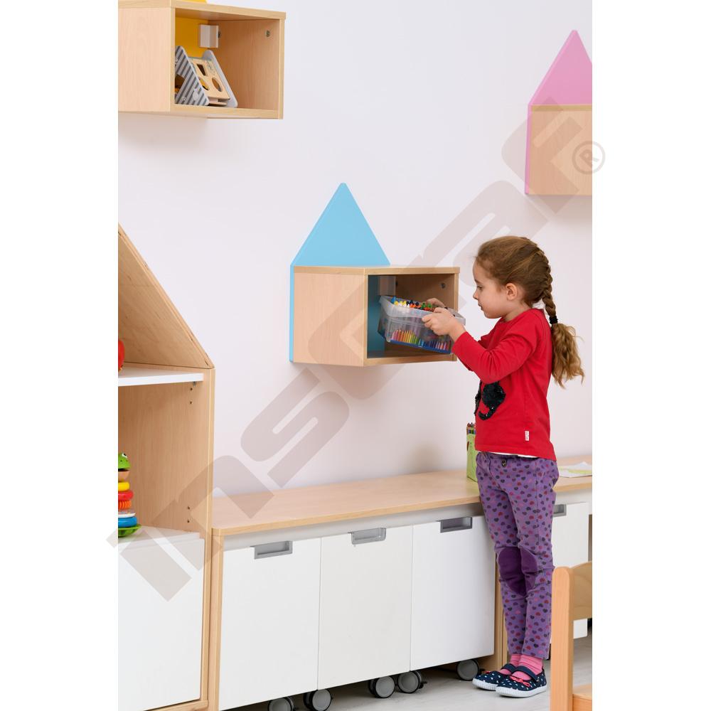 Závěsná skříňka Rika - domeček Quadro blankytný, korpus javor