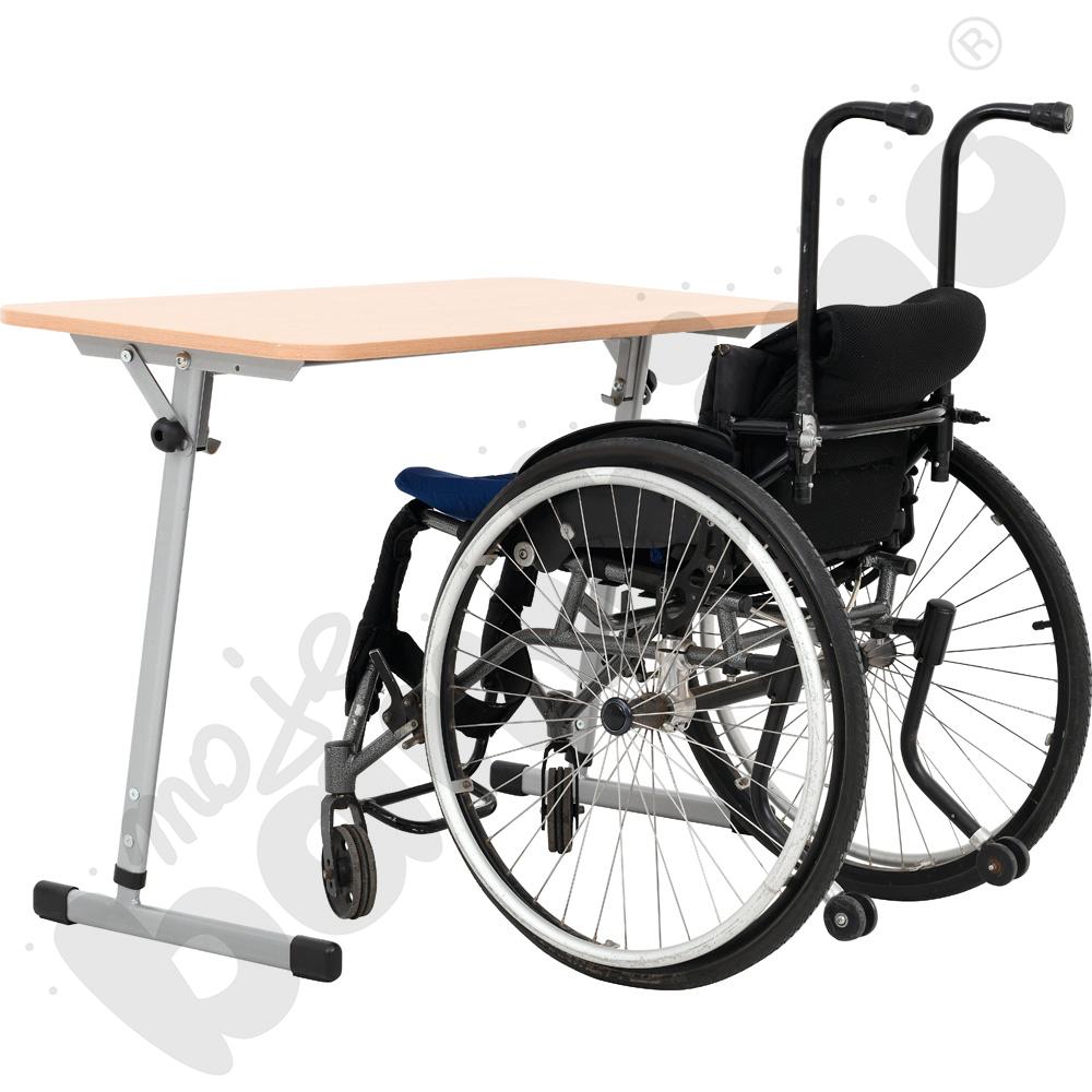 Stół T pochyły 100x50 rozm. 5-6, 1-os., stelaż aluminium, blat buk, obrzeże ABS, narożniki zaokrąglone