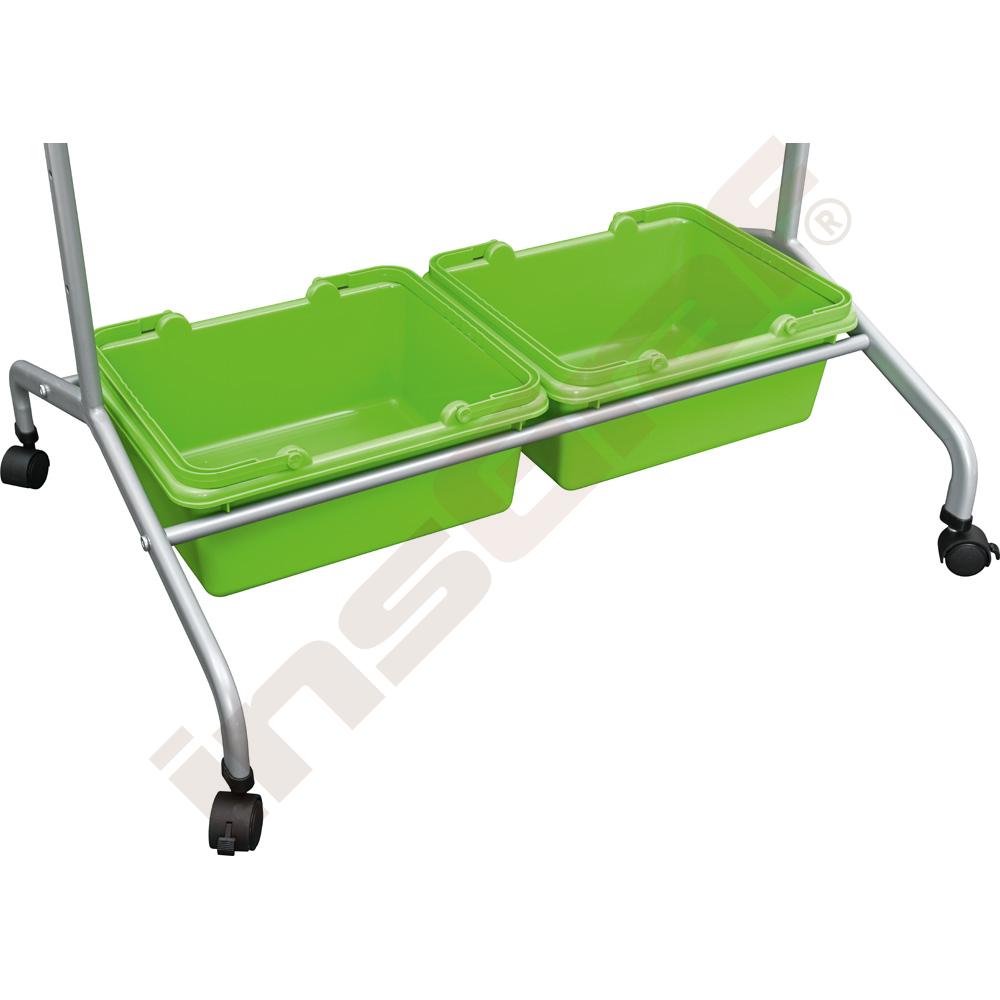 Bílá magnetická mobilní tabule 75 x 100 cm - zelené zásobníky
