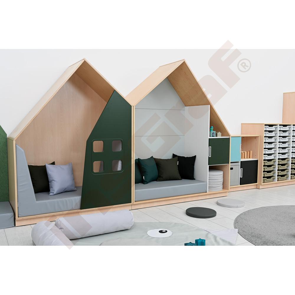 Quadro - skříňka-domeček se 2 policemi, korpus světlý javor, šedá
