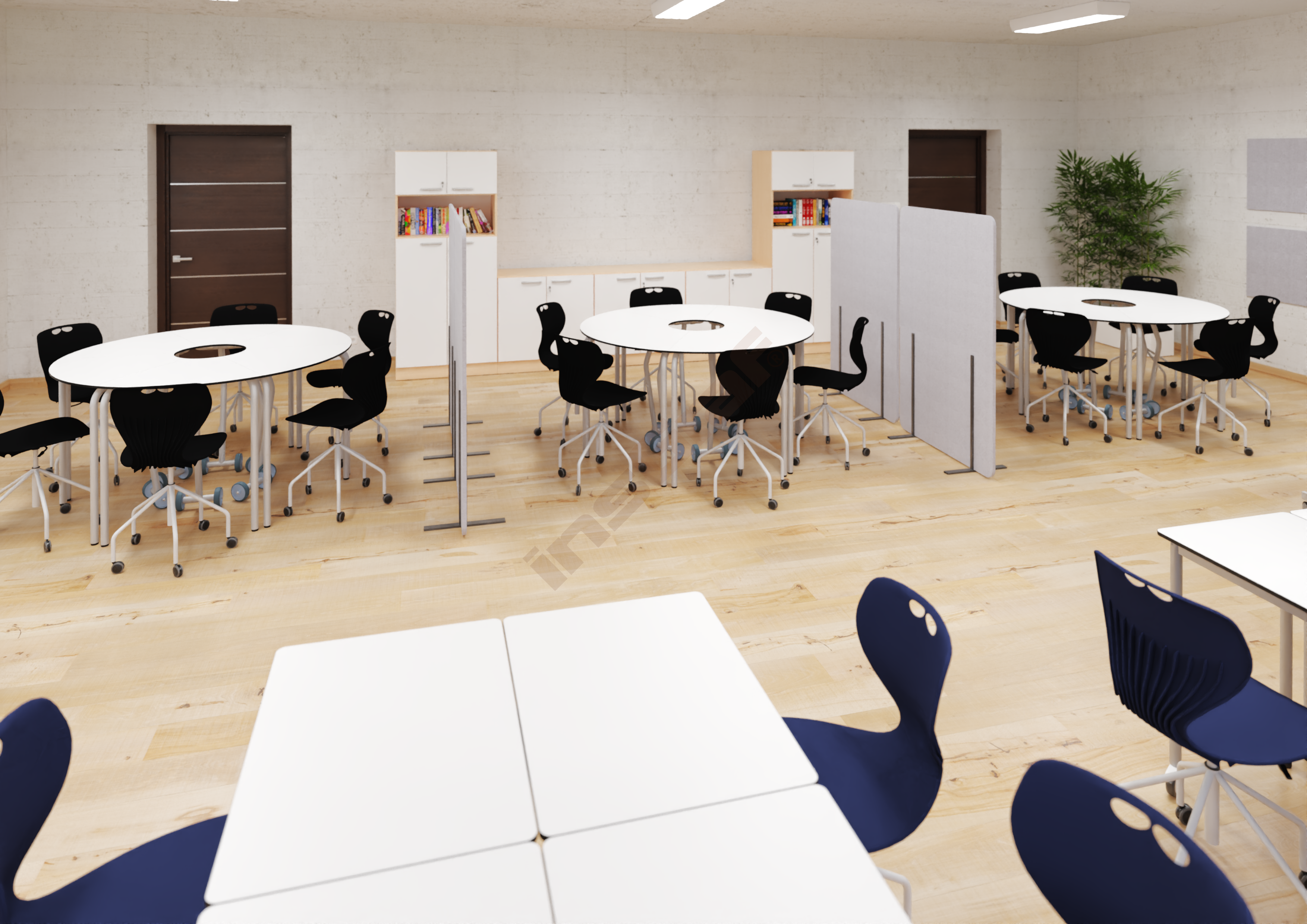 Gruppenarbeitsraum mit Schallschutzelementen