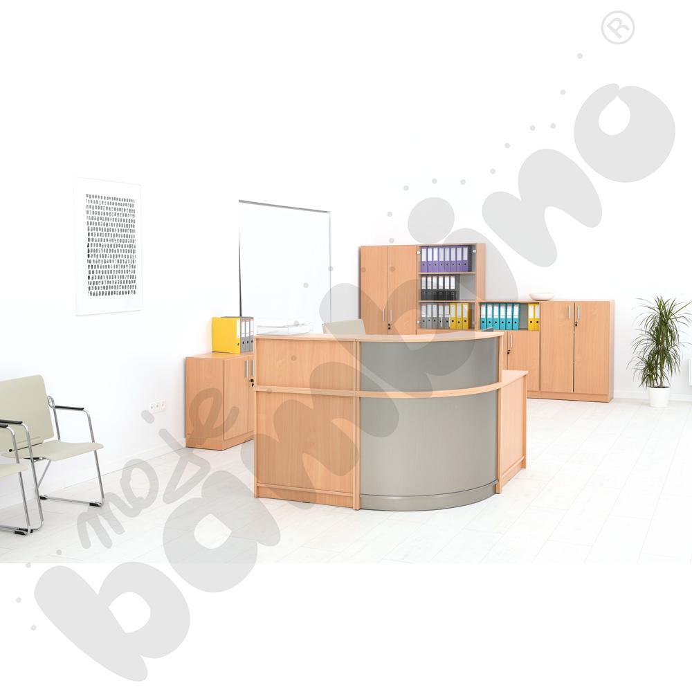 Narożna lada recepcyjna - buk