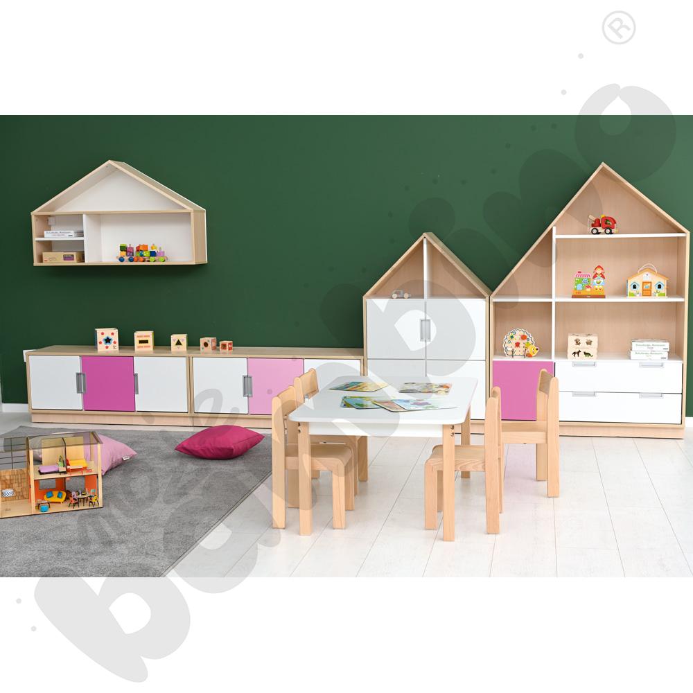 Szafka wisząca Kika - domek Quadro biały, skrzynia klon 