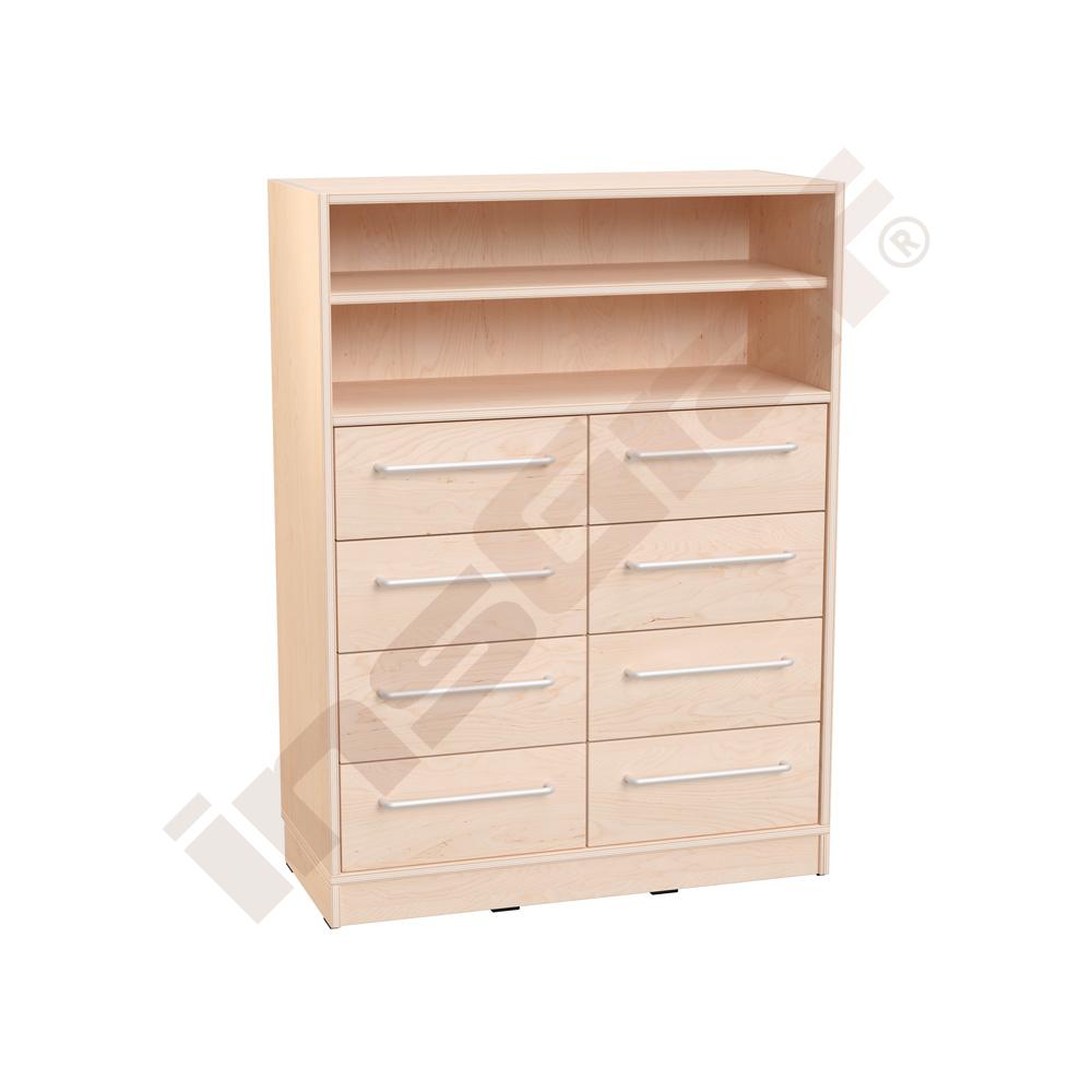 
Echtholz Schrank L, unten 8 Schubladen (Birke, Bügelgriff), auf Sockel
