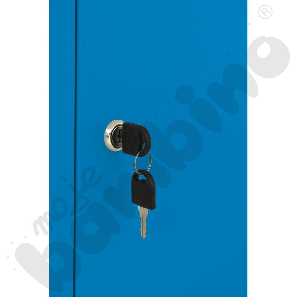 Szafa ubraniowa z 6 schowkami, 150 cm - drzwi niebieskie