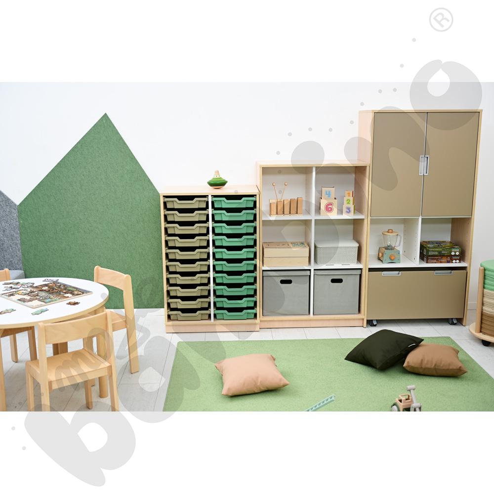 Quadro - szafka M+ na plastikowe pojemniki - z przegrodą, klon jasny