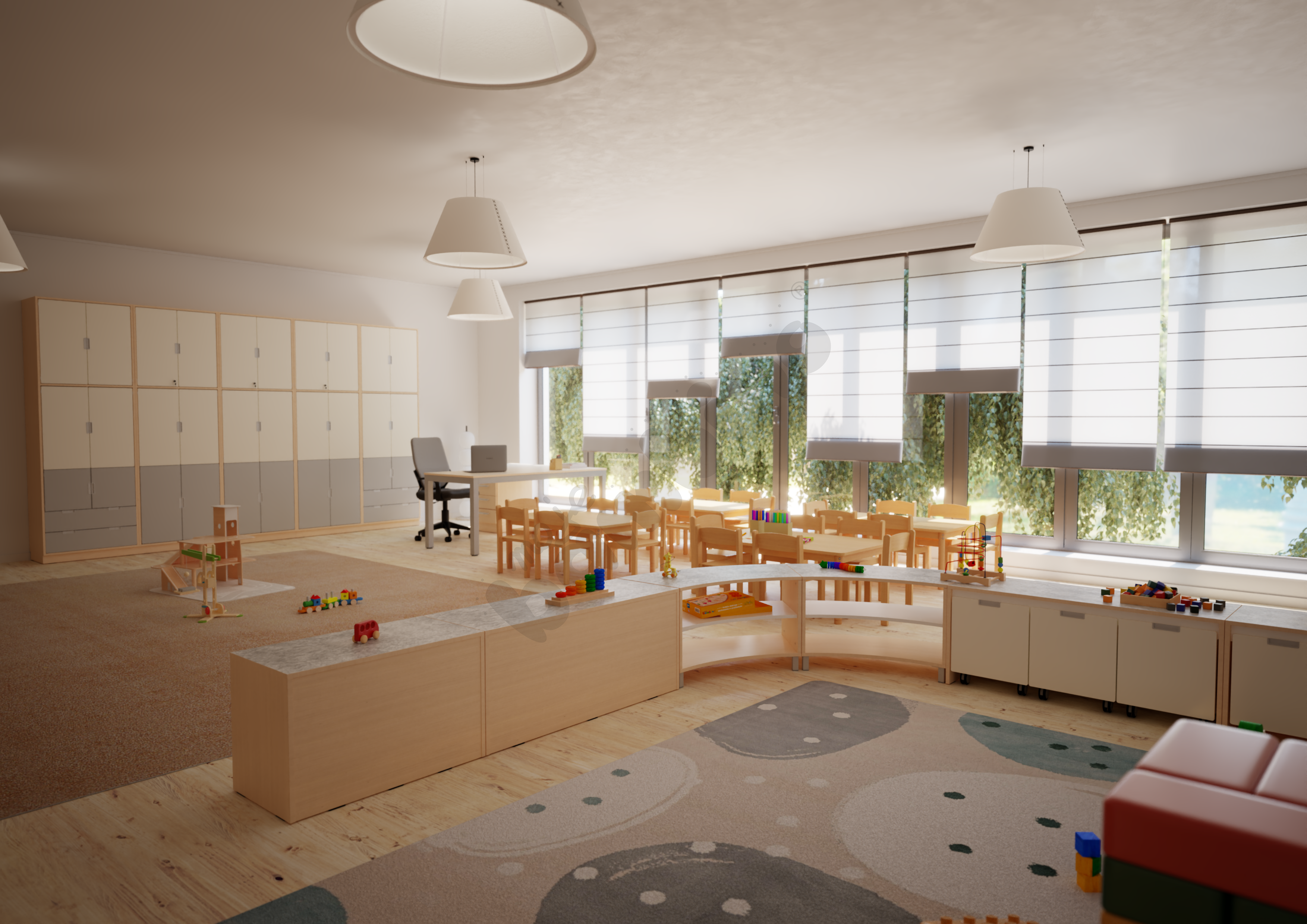 Sala przedszkolna w kolorach naturalnych 