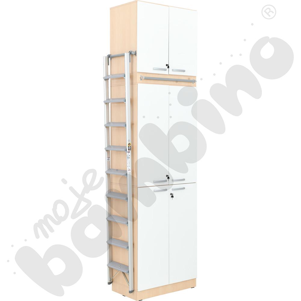 Grande - Wysoki regał z modułem do mocowania drabiny 42 - klonowo-biały