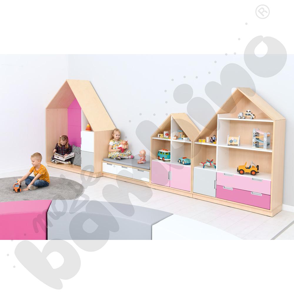 Quadro - szafka-domek z 2 półkami, skrzynia klonowa,ciemnoróżowa