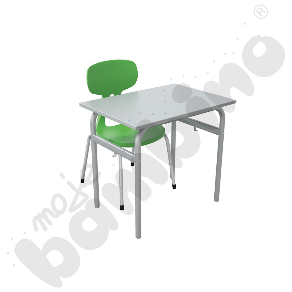 Stół Daniel 1-os. szary z krzesłem Colores zielonym, rozm. 4