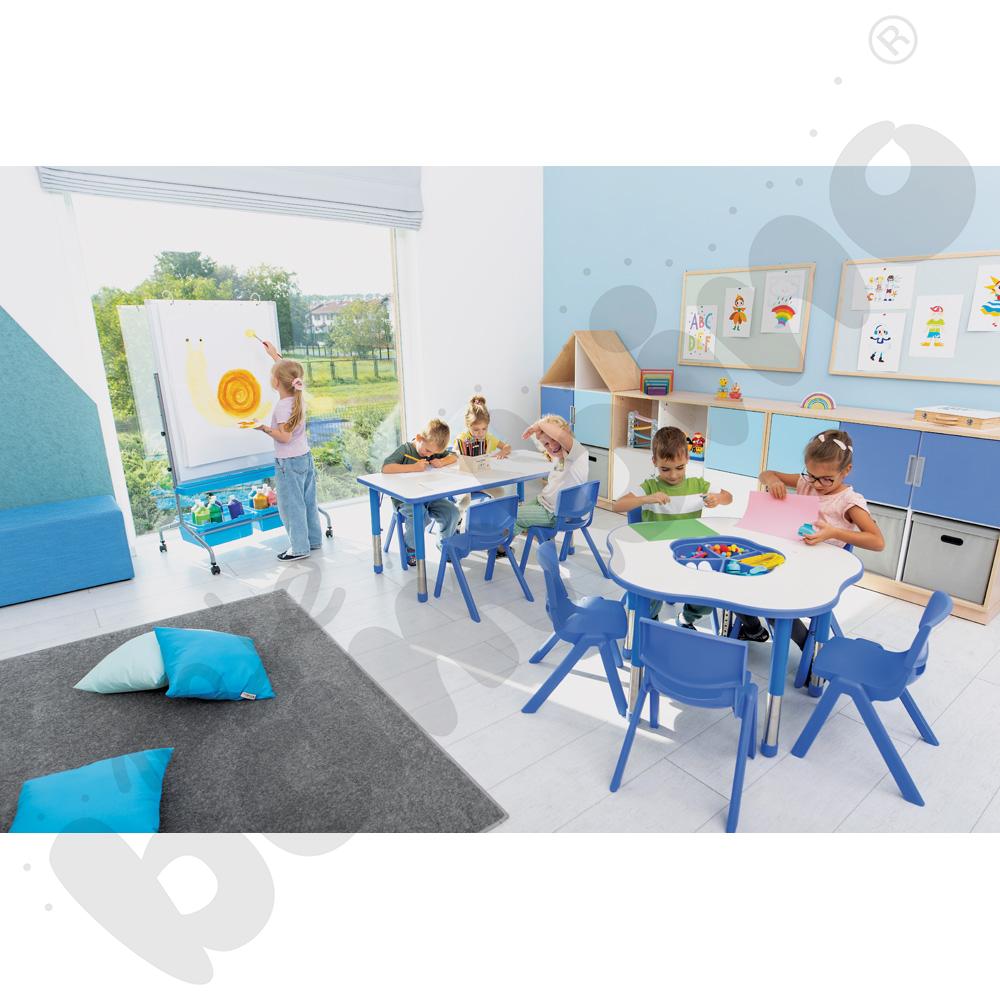 Stolik Pino z organizerem z regulowaną wysokością, rozm. 0-3 – niebieski