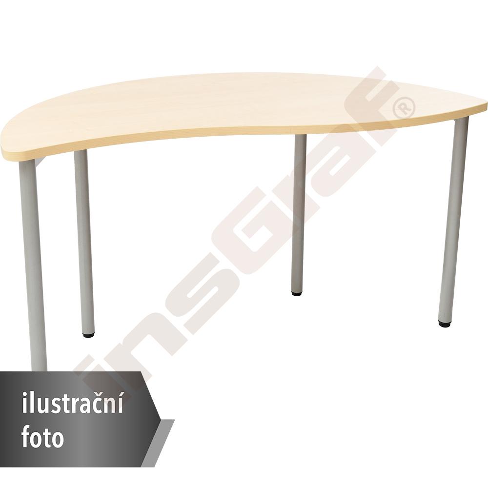 Stůl Mila půlkulatý s vlnou 140x70, modrý, rohy zaoblené, k montáži zákazníkem, vel.3
