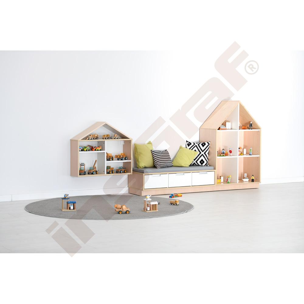 Quadro - skříňka-domeček se 2 policemi, světlý javor