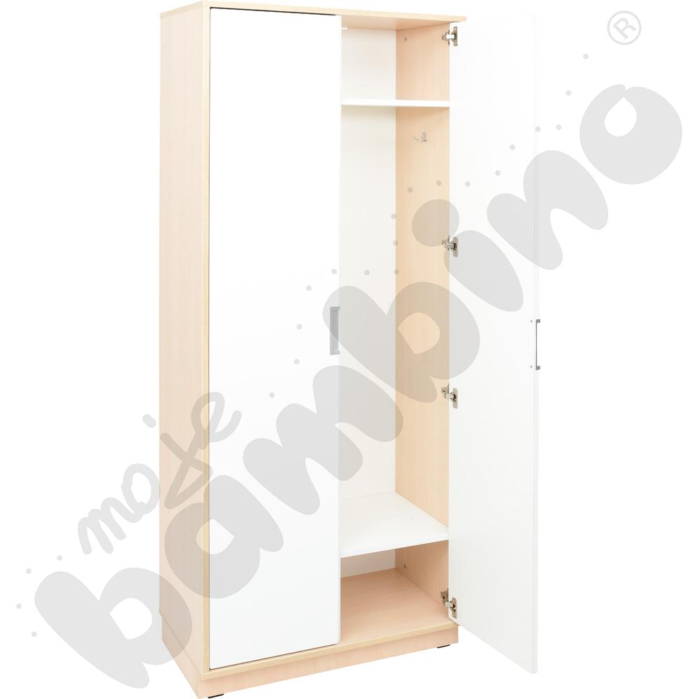 Quadro - szafa ubraniowa  - biała, w klonowej skrzyni