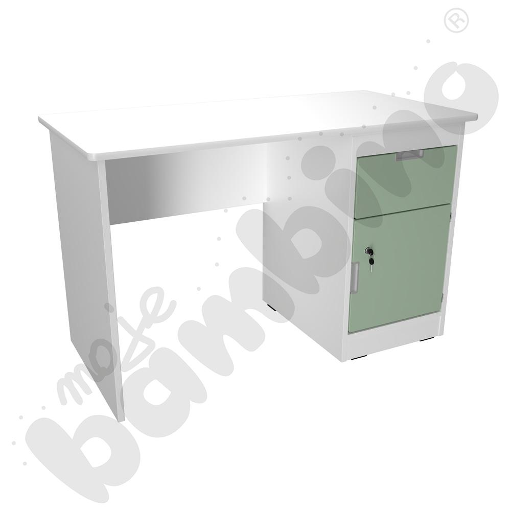 Quadro - biurko z szafką i 1 szufladą 90 st. - oliwkowe, w białej skrzyni