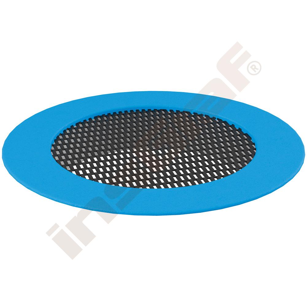 
Trampolin Krater, groß - Matte schwarz, Kante blau
