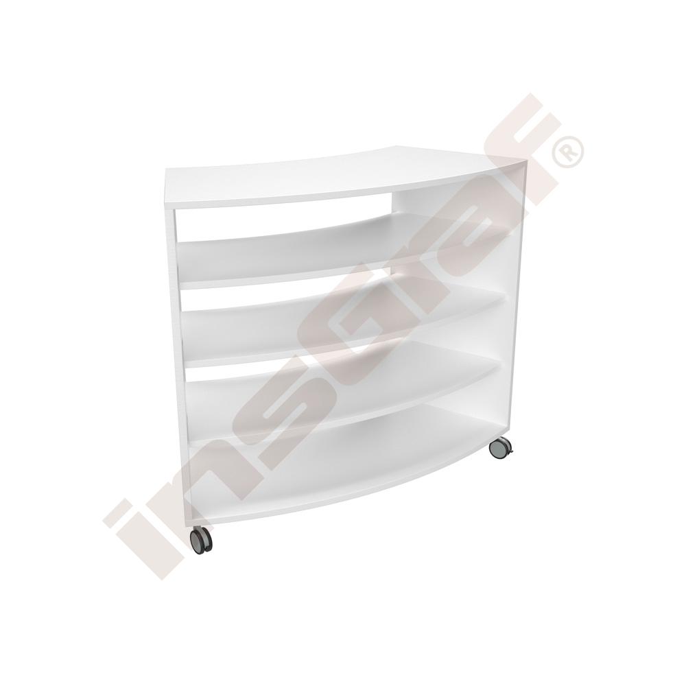 Quadro - Achtelkreis-Schrank M, weiß - auf Rollen