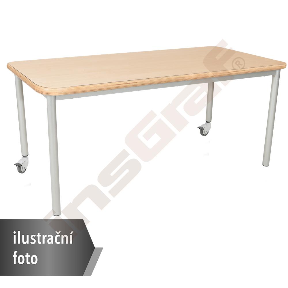 Stůl Mila obdélníkový 140x70, bříza, vel.2 se 2 kolečky