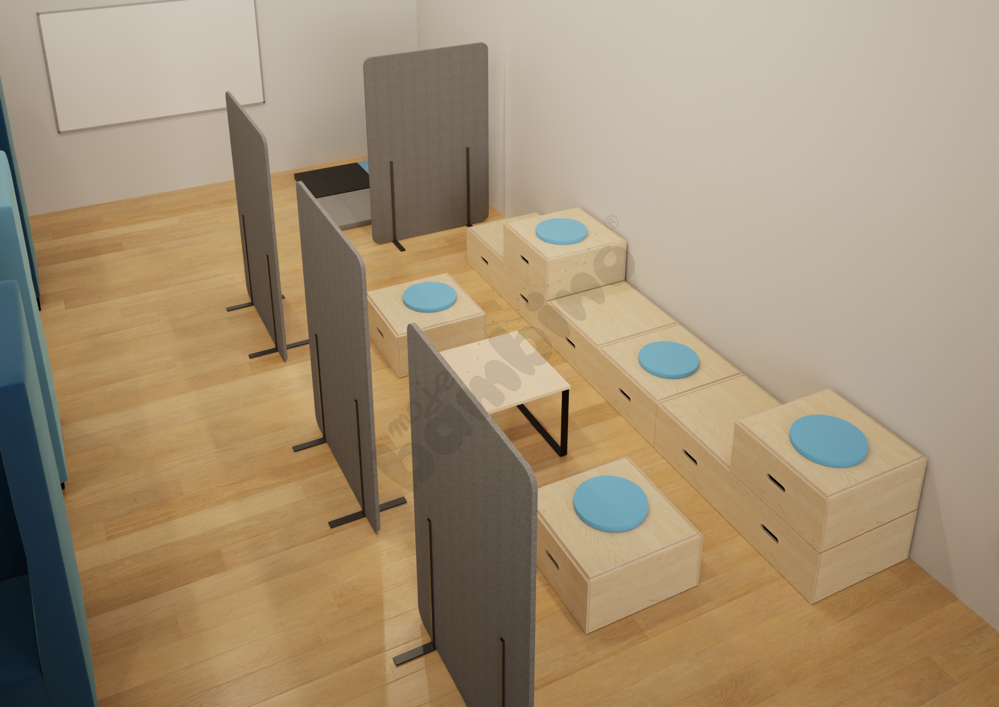 Korytarz szkolny z wyciszeniami