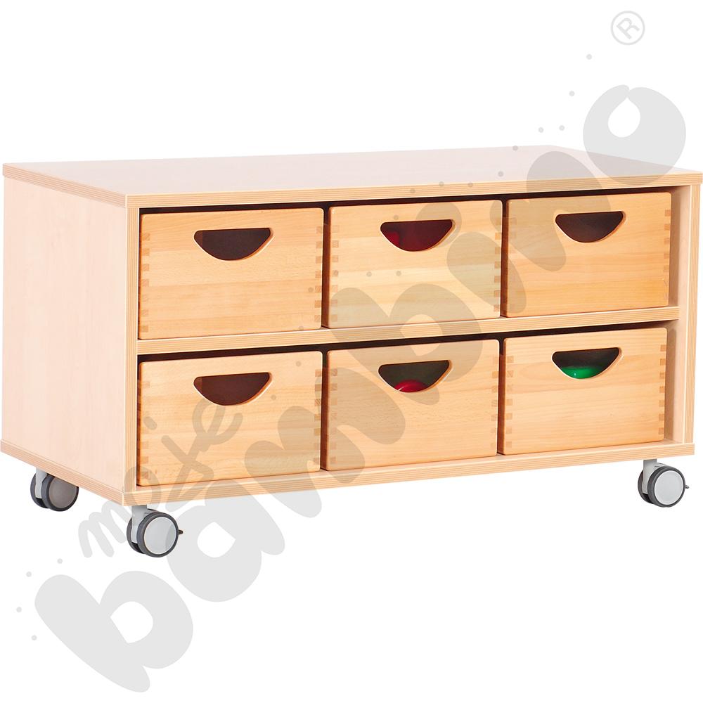 Szafka Flexi M z 1 półką na kółkach, brzoza