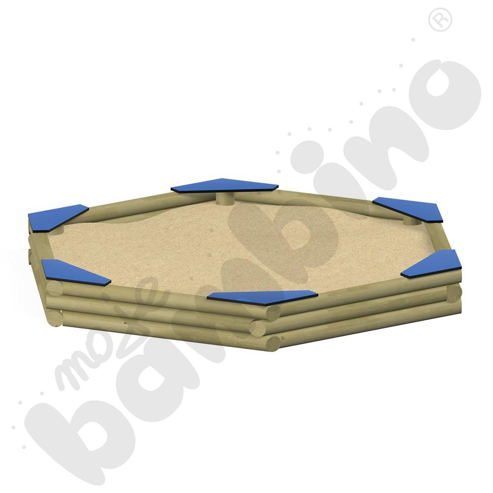 Piaskownica sześciokątna z siedziskami