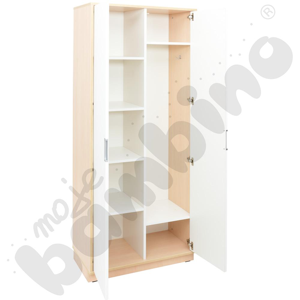 Quadro - szafa ubraniowa  - biała, w klonowej skrzyni