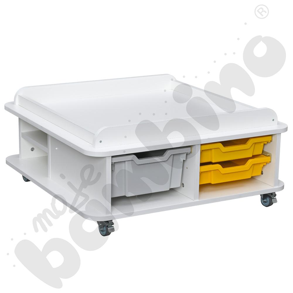 Stolik kwadratowy na matę biały – niski