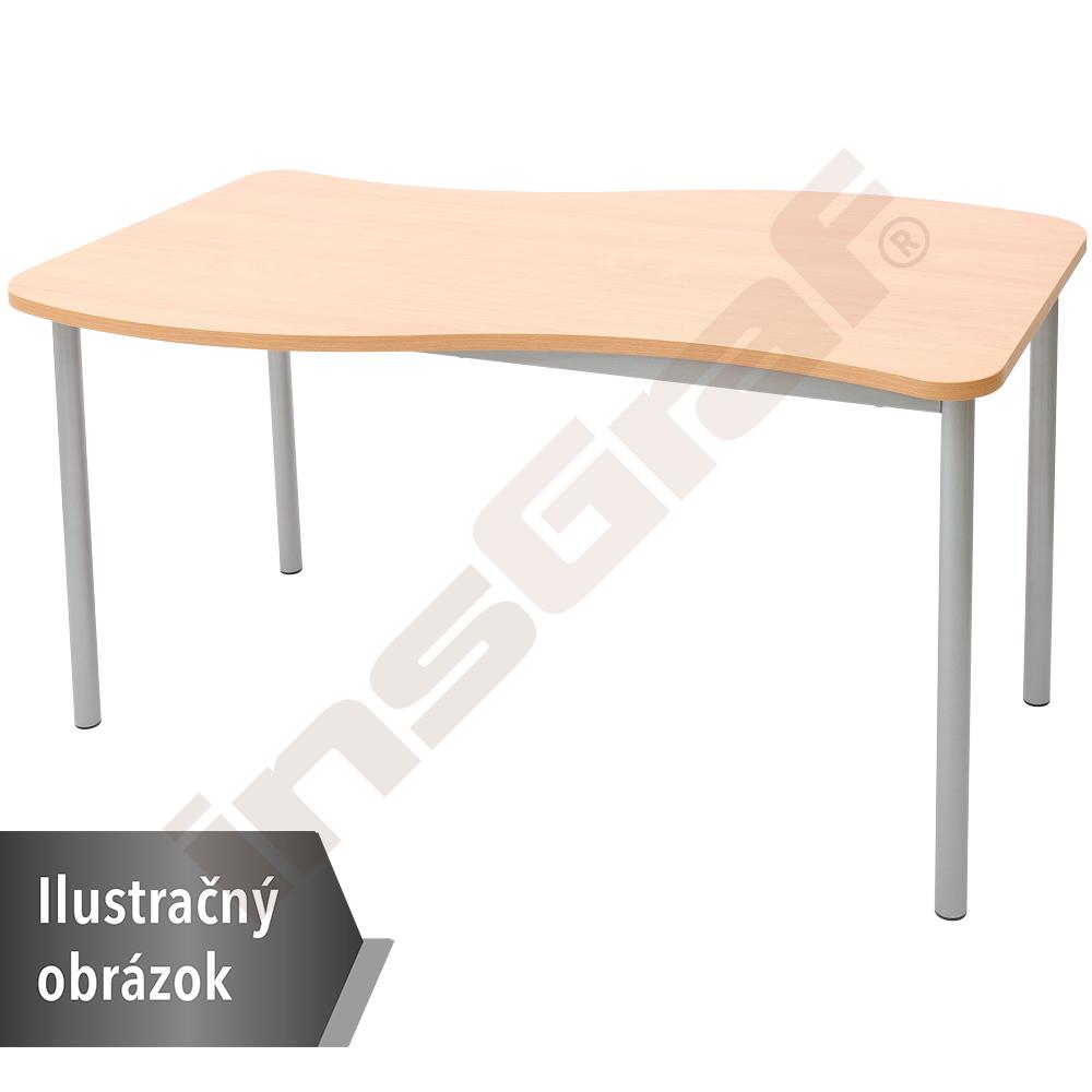Stôl Mila veľká vlna  140x72, doska buk, rovné rohy, veľ. 3