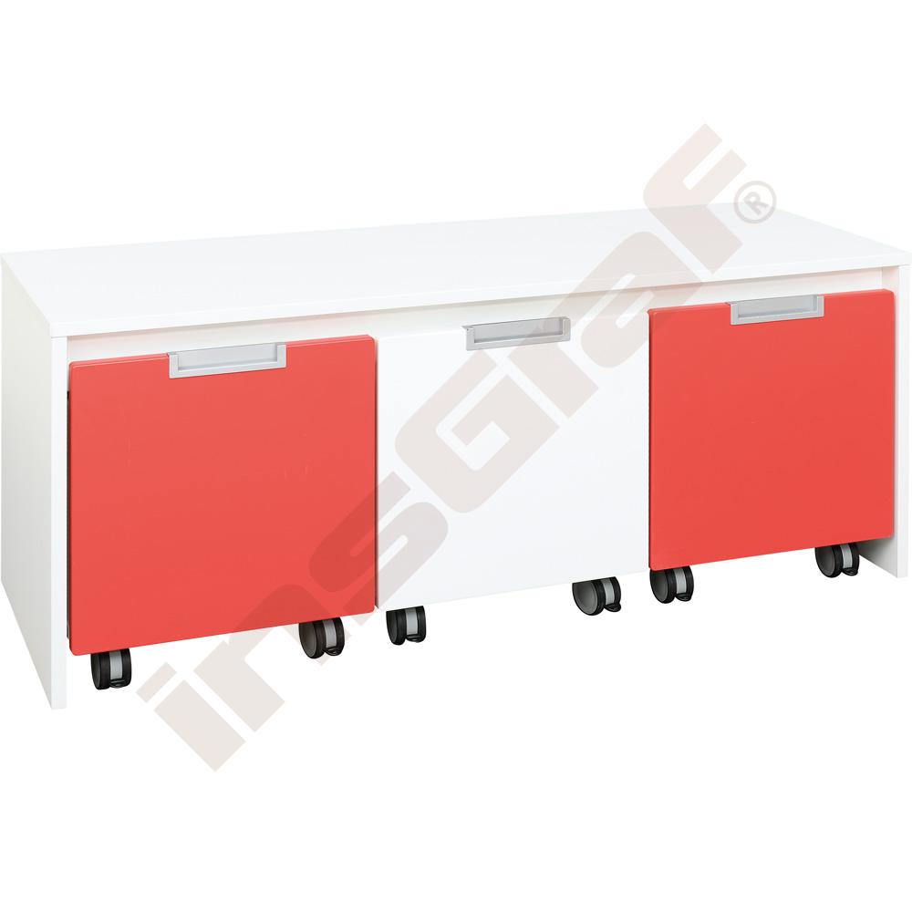 Quadro - lavička nad 3 malé úložné boxy, biela