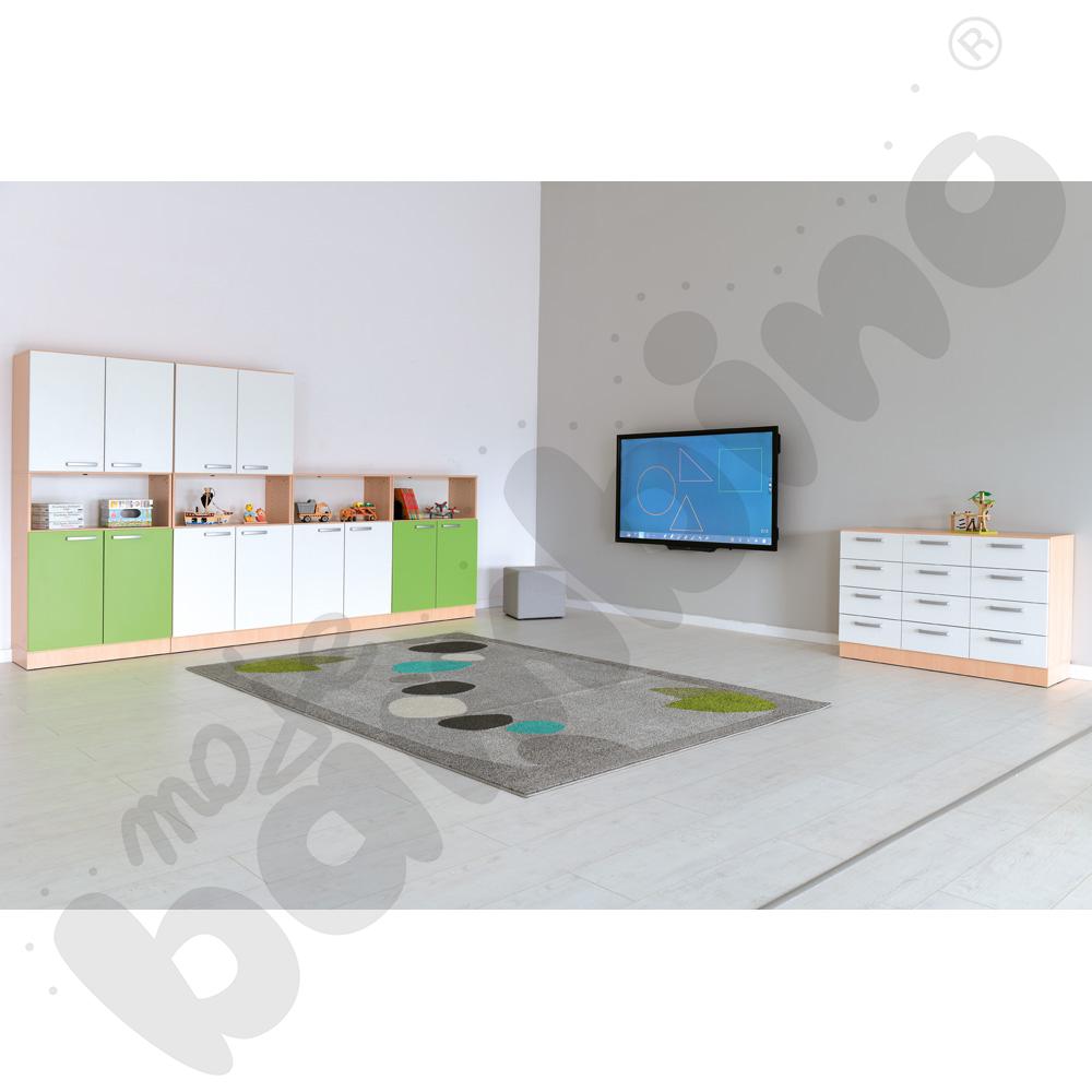 Regał Grande M głęboki z 12 szufladami - klon jasny-biały