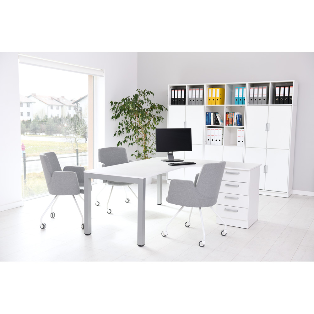 Quadro - regál XL s predelom a 3 policami, biela 