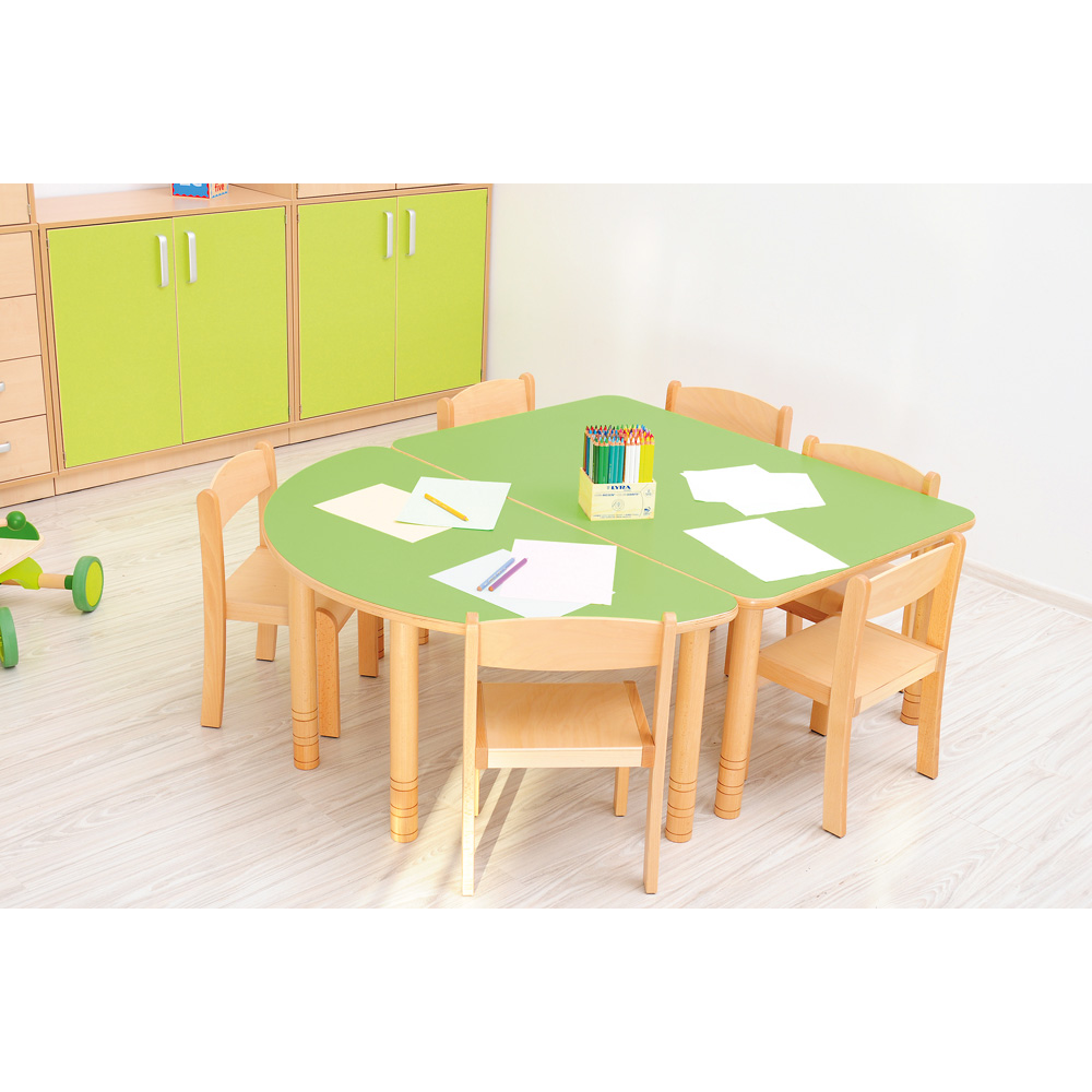 Štvorcový stôl Flexi, výška 40-58 cm - k stoličkám 21-35 cm (veľ. 1-3) - zelená