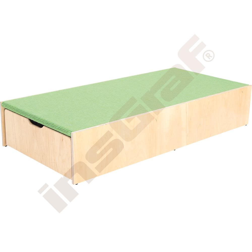 Pódium s výsuvnou postieľkou, výška 30 cm - bledozelené