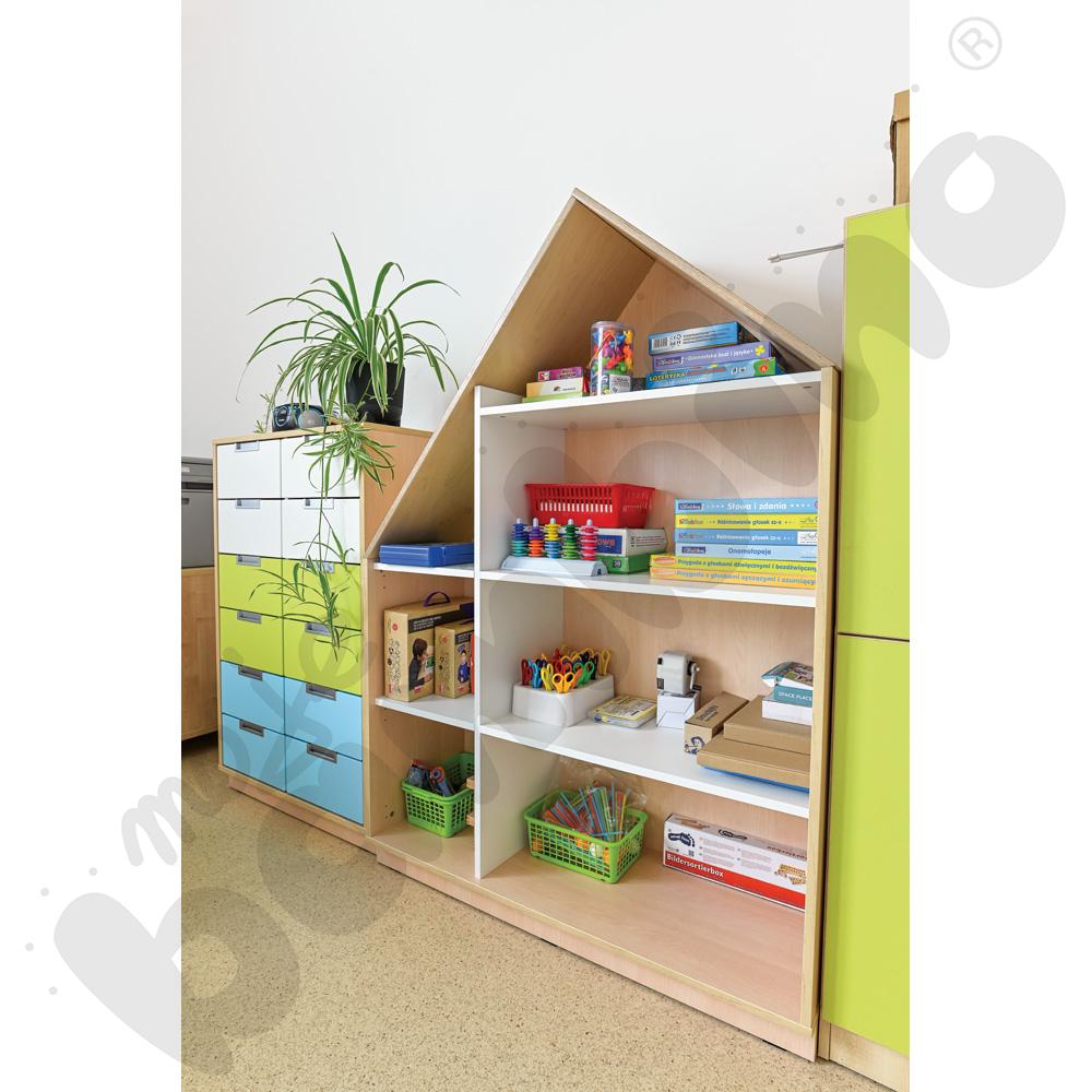 Quadro - szafka-domek z 3 półkami i na 4 szerokie szuflady, skrzynia klon jasny