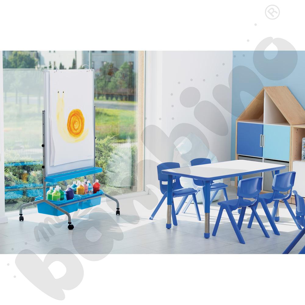 Tablica suchościeralna magnetyczna mobilna 75 x 100 cm - niebieskie pojemniki