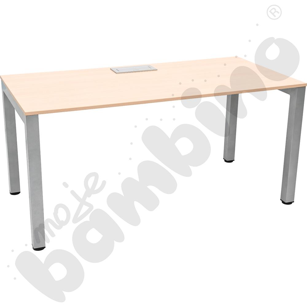 Biurko Grande z metalowymi nogami i mediaportem, klon jasny