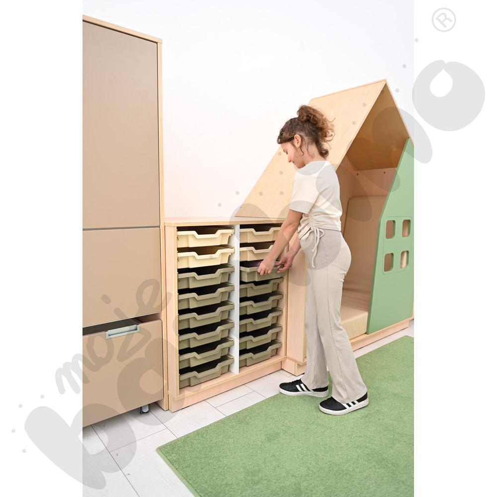 Quadro - szafka M na plastikowe pojemniki - z przegrodą, klon jasny