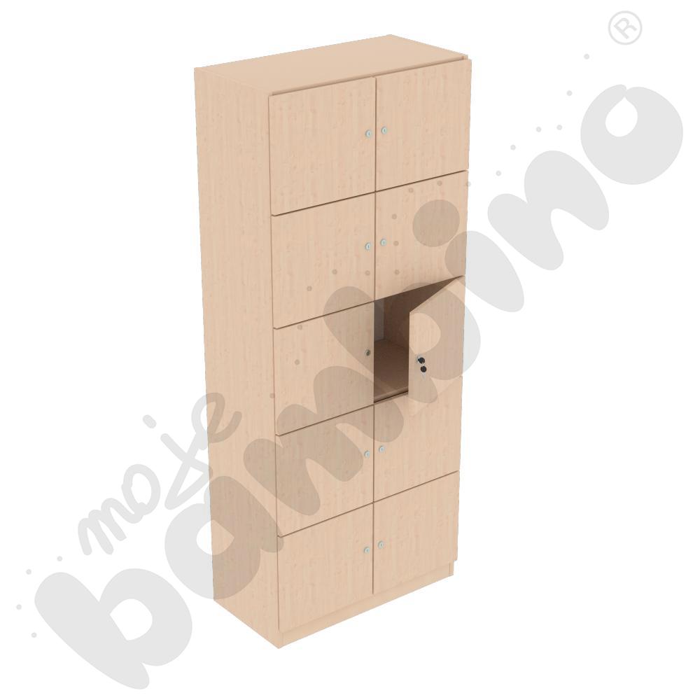 Szafa Expo z 10 schowkami, wys. 185 cm, na cokole - klon 375