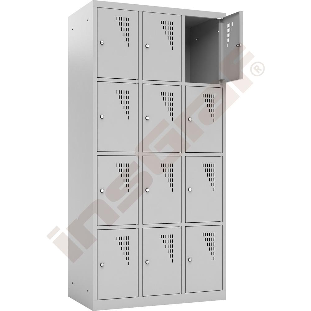 Šatní skříňka s 12 moduly, šedá dvířka 