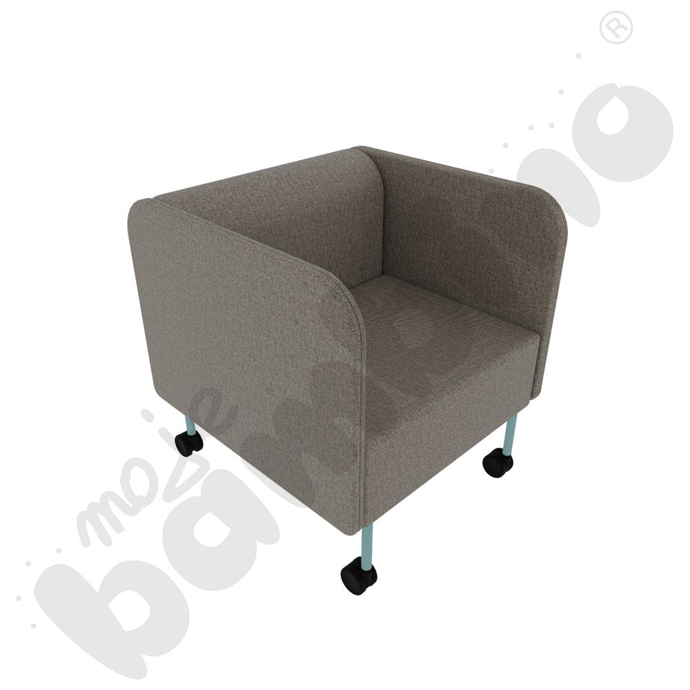 Fotel Versa z kółkami na twardą powierzchnię, stelaż turkusowy, tkanina RO37