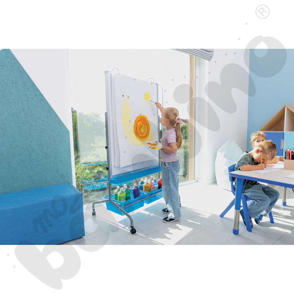 Tablica suchościeralna magnetyczna mobilna 75 x 100 cm - niebieskie pojemniki