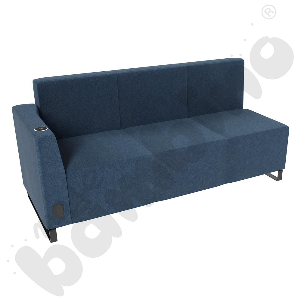Sofa Universum 3-os. wys. 82 cm, bok niski lewy z gniazdkiem elektrycznym i indukcją, tkanina KG06