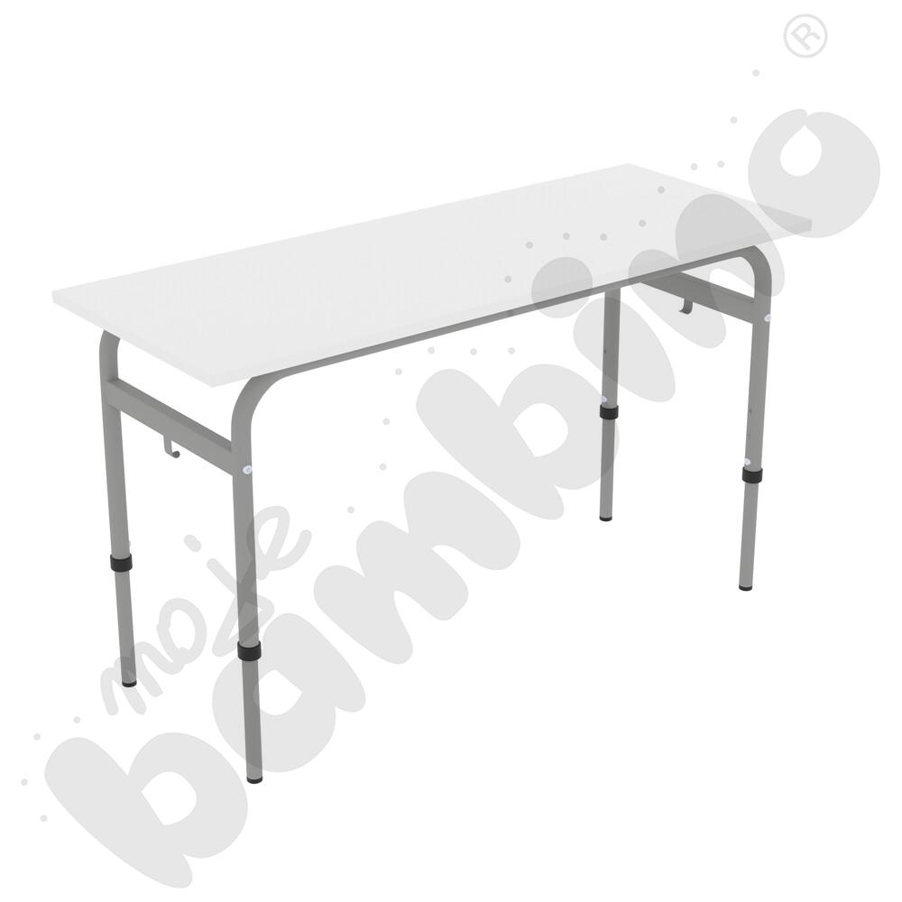 Stół Daniel 130x50 rozm. 4-6, 2os., stelaż aluminium, blat biały, obrzeże ABS, narożniki proste