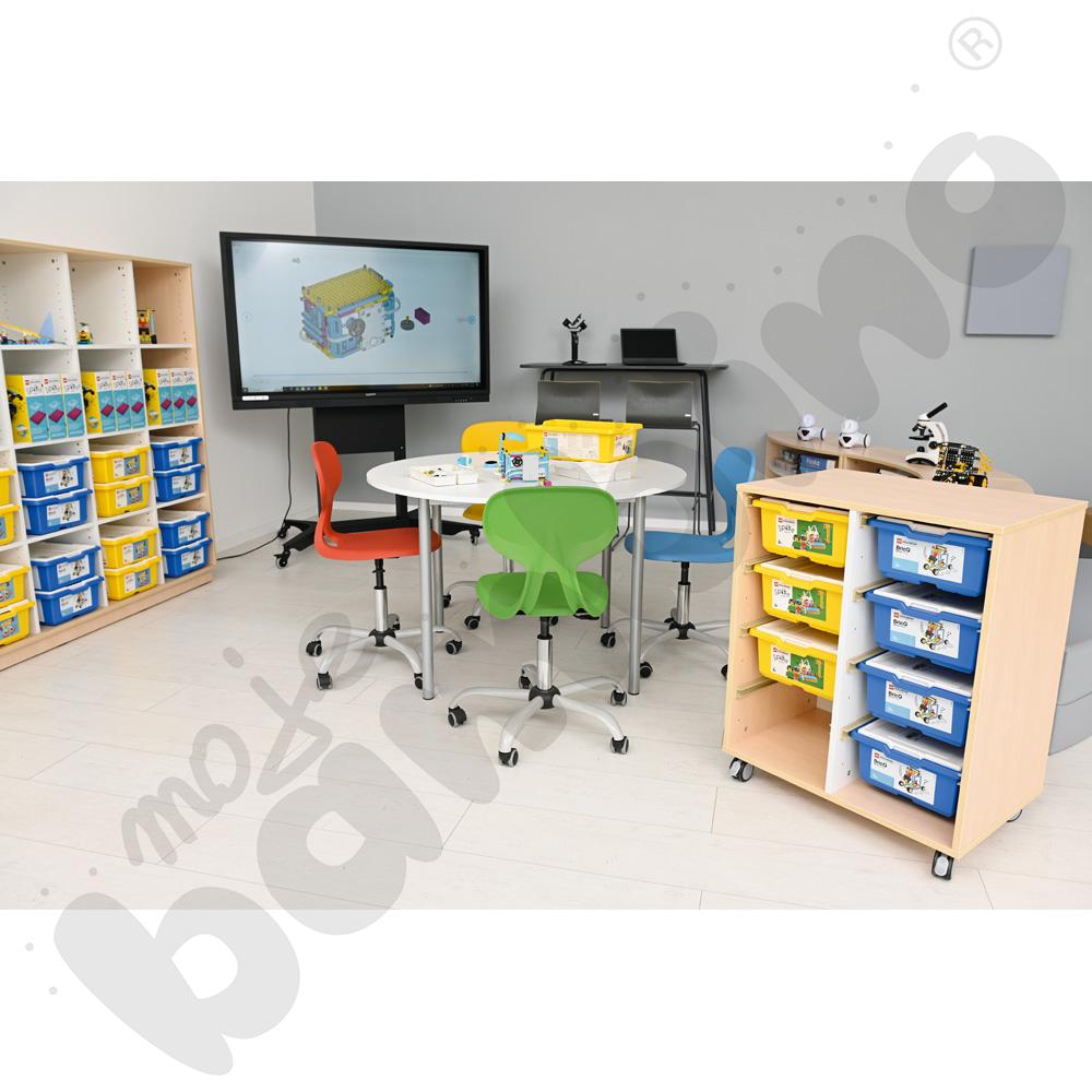 Quadro - szafka M na plastikowe pojemniki - z przegrodą, na kółkach, klon